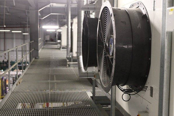 Evaporator units (air coolers) installed above a cold store
